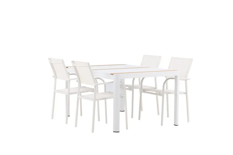 Togo Matgrupp Utomhus 150 cm Rektangulär med 4 Santorini Utestolar - Natur - Utemöbler - Utegrupp - Matgrupp utomhus