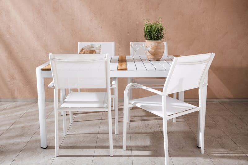 Togo Matgrupp Utomhus 150 cm Rektangulär med 4 Santorini Utestolar - Natur - Utemöbler - Utegrupp - Matgrupp utomhus