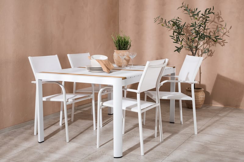 Togo Matgrupp Utomhus 150 cm Rektangulär med 4 Santorini Utestolar - Natur - Utemöbler - Utegrupp - Matgrupp utomhus