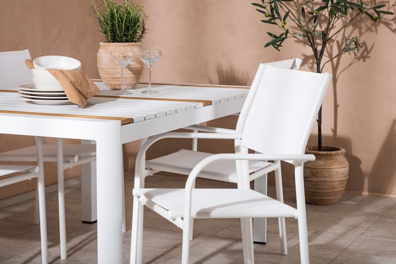 Togo Matgrupp Utomhus 150 cm Rektangulär med 4 Santorini Utestolar - Natur - Utemöbler - Utegrupp - Matgrupp utomhus