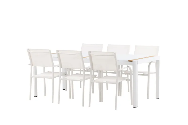 Togo Matgrupp Utomhus 200 cm Rektangulär med 6 Santorini Utestolar - Natur - Utemöbler - Utegrupp - Matgrupp utomhus