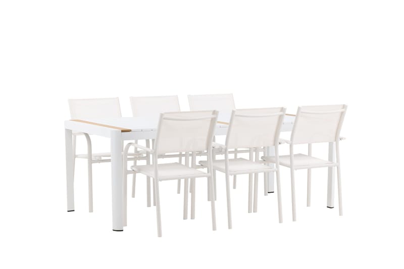 Togo Matgrupp Utomhus 200 cm Rektangulär med 6 Santorini Utestolar - Natur - Utemöbler - Utegrupp - Matgrupp utomhus