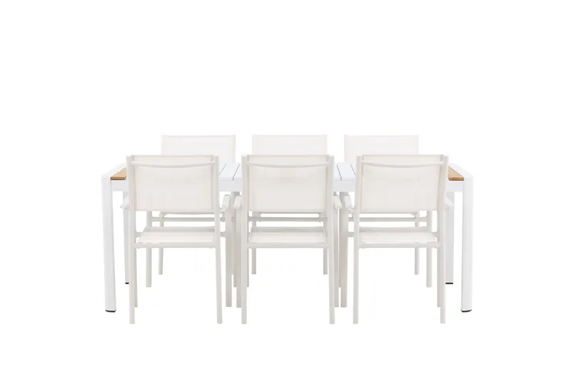 Togo Matgrupp Utomhus 200 cm Rektangulär med 6 Santorini Utestolar - Natur - Utemöbler - Utegrupp - Matgrupp utomhus