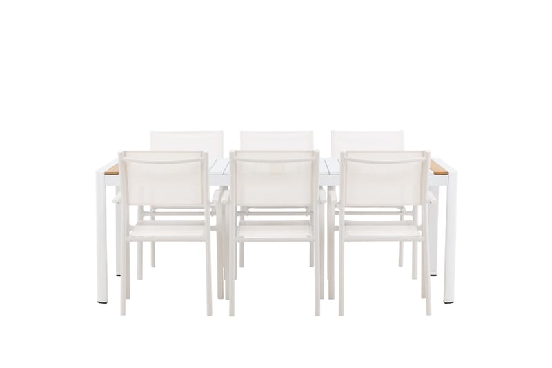 Togo Matgrupp Utomhus 200 cm Rektangulär med 6 Santorini Utestolar - Natur - Utemöbler - Utegrupp - Matgrupp utomhus