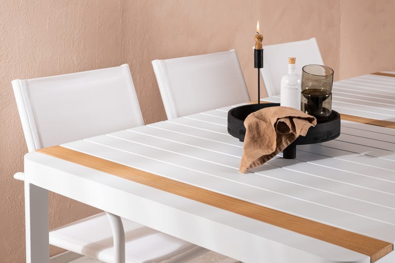 Togo Matgrupp Utomhus 200 cm Rektangulär med 6 Santorini Utestolar - Natur - Utemöbler - Utegrupp - Matgrupp utomhus