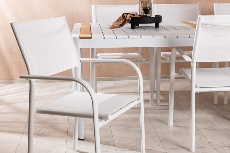 Togo Matgrupp Utomhus 200 cm Rektangulär med 6 Santorini Utestolar - Natur - Utemöbler - Utegrupp - Matgrupp utomhus