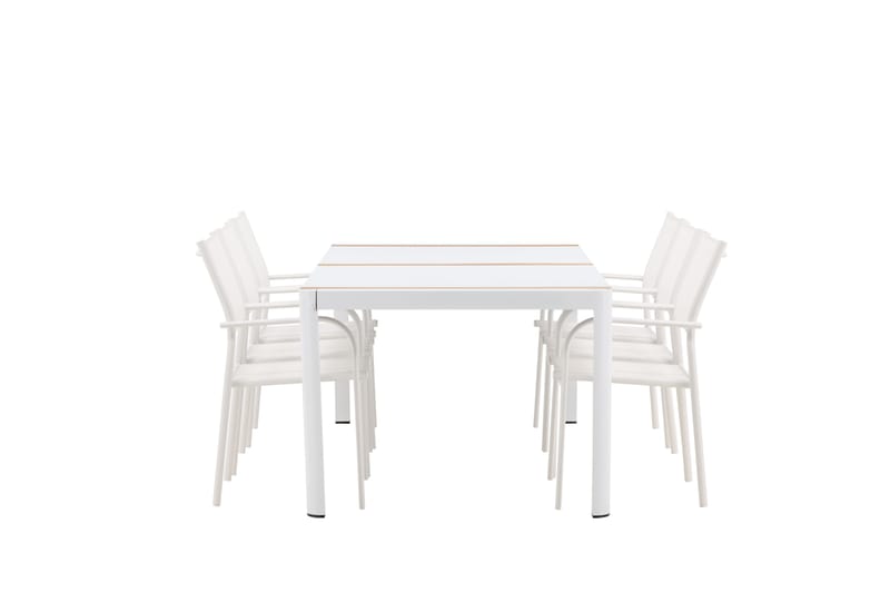Togo Matgrupp Utomhus 200 cm Rektangulär med 6 Santorini Utestolar - Natur - Utemöbler - Utegrupp - Matgrupp utomhus