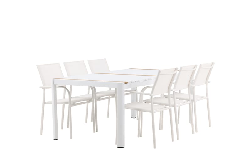 Togo Matgrupp Utomhus 200 cm Rektangulär med 6 Santorini Utestolar - Natur - Utemöbler - Utegrupp - Matgrupp utomhus