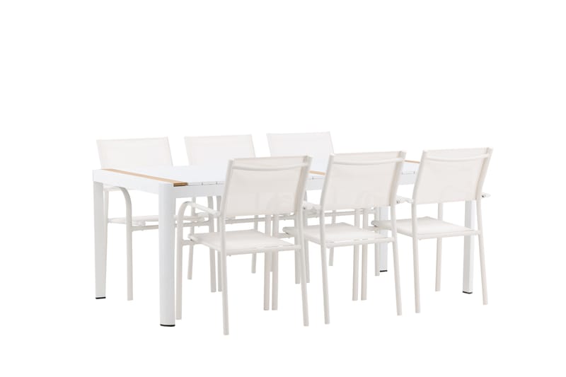 Togo Matgrupp Utomhus 200 cm Rektangulär med 6 Santorini Utestolar - Natur - Utemöbler - Utegrupp - Matgrupp utomhus