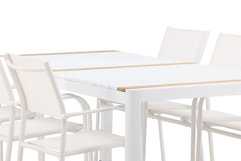Togo Matgrupp Utomhus 200 cm Rektangulär med 6 Santorini Utestolar - Natur - Utemöbler - Utegrupp - Matgrupp utomhus