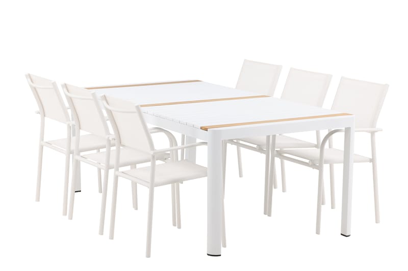 Togo Matgrupp Utomhus 200 cm Rektangulär med 6 Santorini Utestolar - Natur - Utemöbler - Utegrupp - Matgrupp utomhus