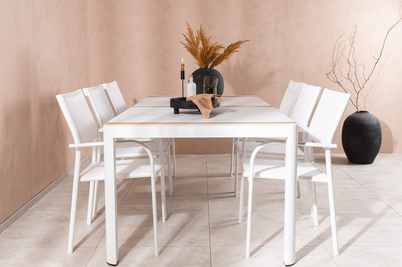 Togo Matgrupp Utomhus 200 cm Rektangulär med 6 Santorini Utestolar - Natur - Utemöbler - Utegrupp - Matgrupp utomhus