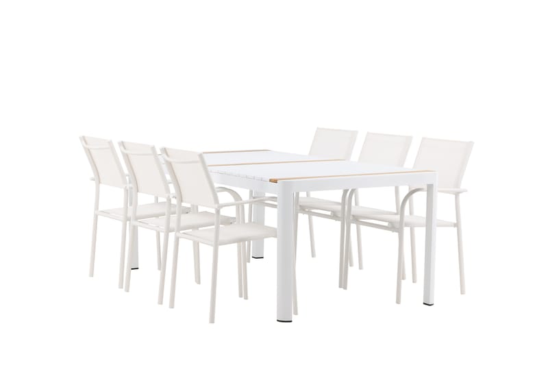 Togo Matgrupp Utomhus 200 cm Rektangulär med 6 Santorini Utestolar - Natur - Utemöbler - Utegrupp - Matgrupp utomhus