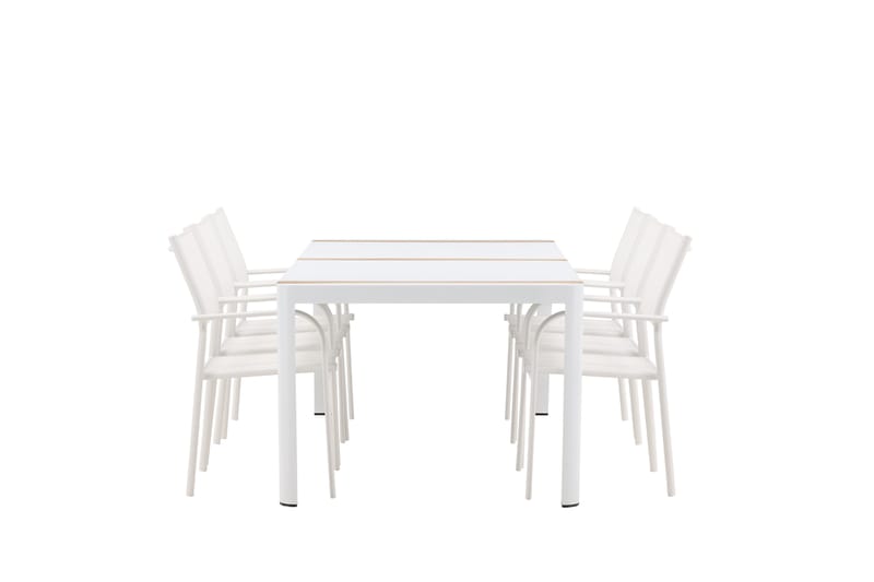 Togo Matgrupp Utomhus 200 cm Rektangulär med 6 Santorini Utestolar - Natur - Utemöbler - Utegrupp - Matgrupp utomhus