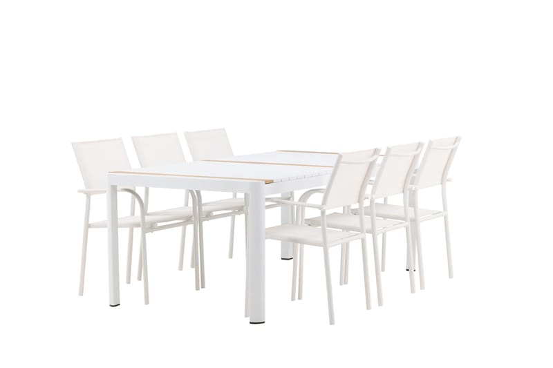 Togo Matgrupp Utomhus 200 cm Rektangulär med 6 Santorini Utestolar - Natur - Utemöbler - Utegrupp - Matgrupp utomhus