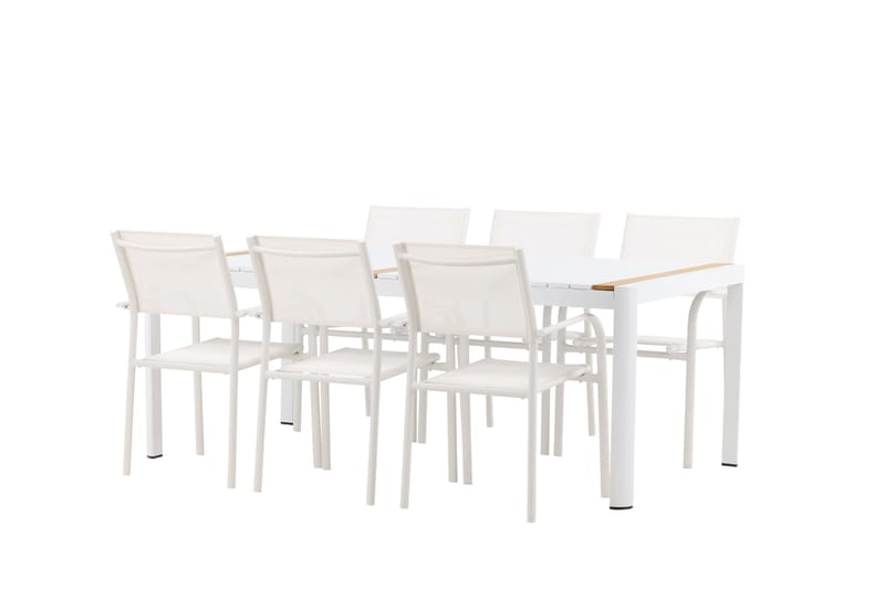 Togo Matgrupp Utomhus 200 cm Rektangulär med 6 Santorini Utestolar - Natur - Utemöbler - Utegrupp - Matgrupp utomhus