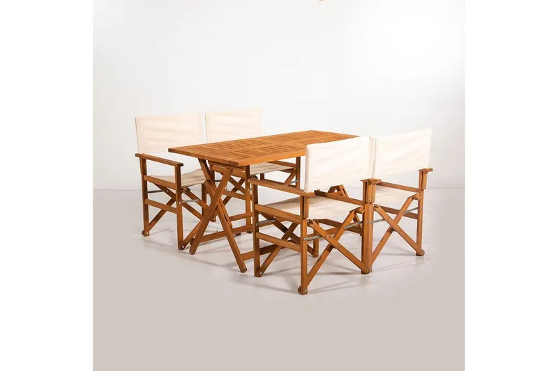 Trädgårdsbord & stolar (5 delar) Rathore Kräm, Cremevit