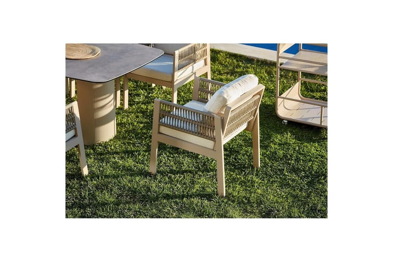 Trädgårdsbord & stolar (8 delar) Bonavista Keramik Beige - Ljusbrun - Utemöbler - Utegrupp - Matgrupp utomhus