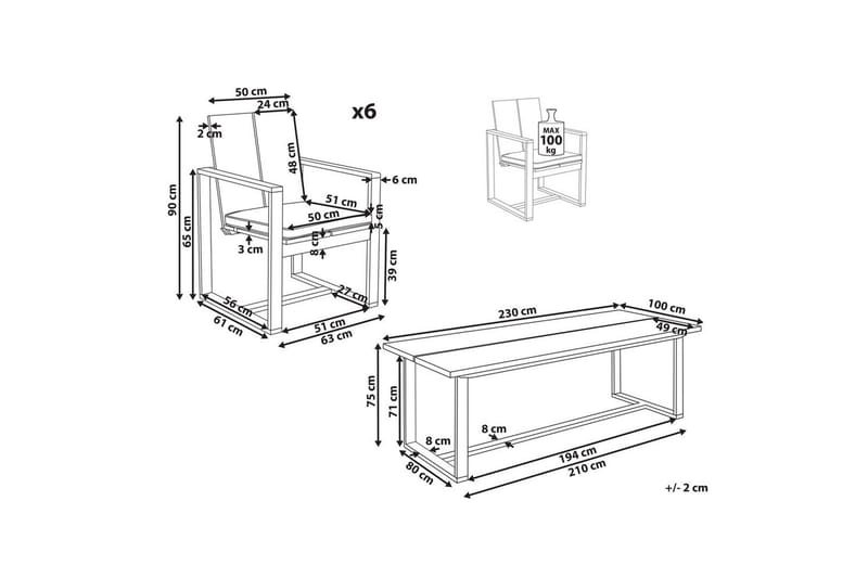 Trädgårdsgrupp Azzanello set om 6 - Utemöbler - Utegrupp - Matgrupp utomhus