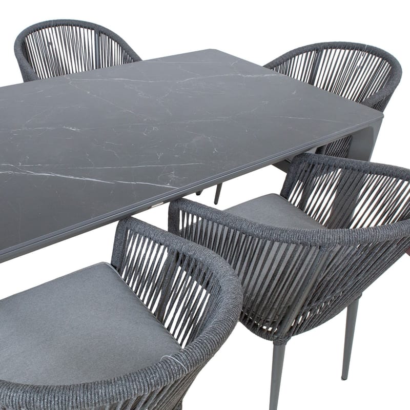 Trädgårdsmöbelgrupp Carves bord och 6 svängda stolar - grå - Utemöbler - Utegrupp - Matgrupp utomhus