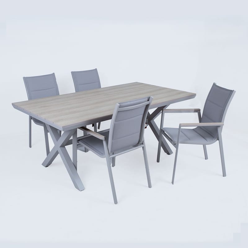 Trädgårdsmöbelgrupp Corinna bord och 4 stolar - Grå - Utemöbler - Utegrupp - Matgrupp utomhus
