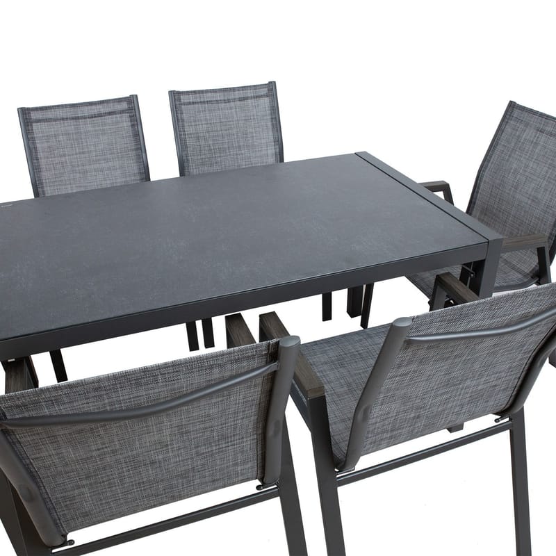 Trädgårdsmöbelgrupp Delgado bord och 6 stolar - grå - Utemöbler - Utegrupp - Matgrupp utomhus