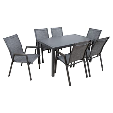 Trädgårdsmöbelgrupp Delgado bord och 6 stolar - grå - Utemöbler - Utegrupp - Matgrupp utomhus