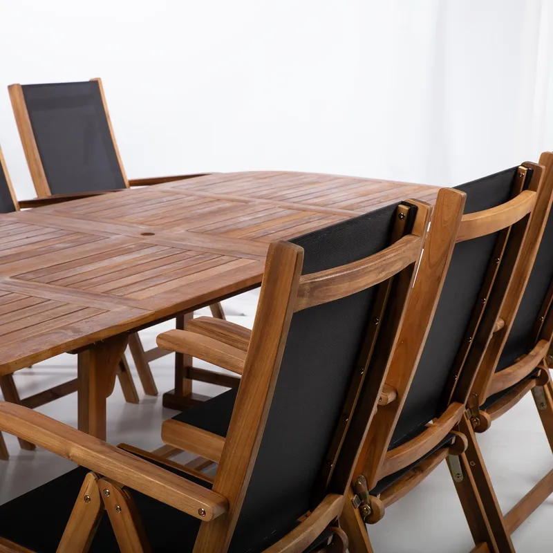 Trädgårdsmöbelgrupp Fabiola bord och 8 stolar - Brun - Utemöbler - Utegrupp - Matgrupp utomhus