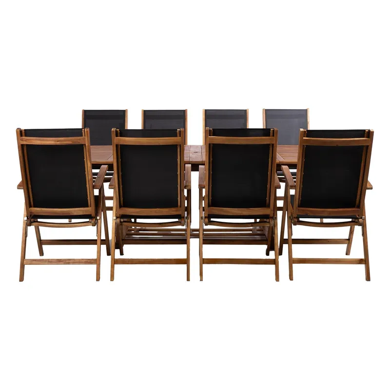 Trädgårdsmöbelgrupp Fabiola bord och 8 stolar - Brun - Utemöbler - Utegrupp - Matgrupp utomhus