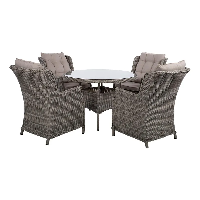 Trädgårdsmöbelgrupp Trento bord och 4 stolar - ljusgrå - Utemöbler - Utegrupp - Matgrupp utomhus
