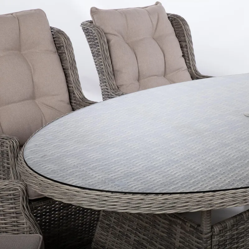 Trädgårdsmöbelgrupp Trento bord och 6 stolar - ljusgrå - Utemöbler - Utegrupp - Matgrupp utomhus