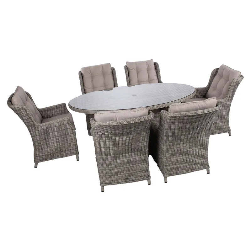 Trädgårdsmöbelgrupp Trento bord och 6 stolar - ljusgrå - Utemöbler - Utegrupp - Matgrupp utomhus