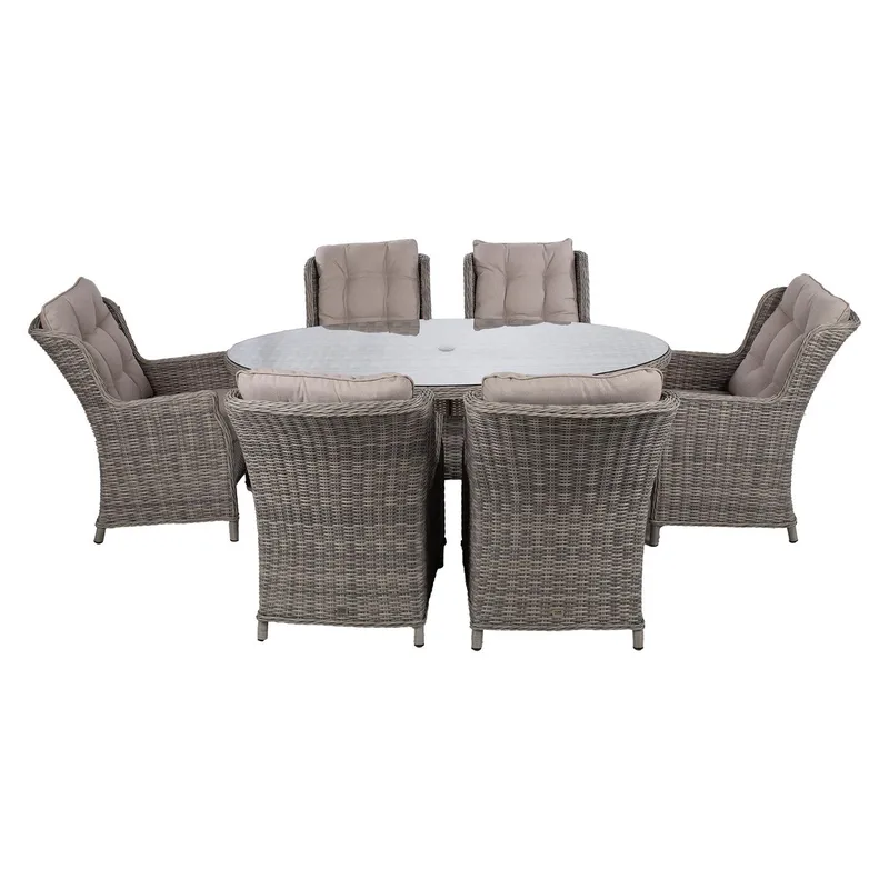 Trädgårdsmöbelgrupp Trento bord och 6 stolar - ljusgrå - Utemöbler - Utegrupp - Matgrupp utomhus