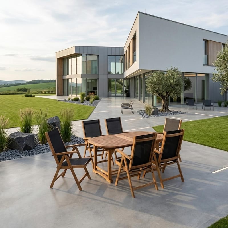 Trädgårdsmöbelset Fabiola bord och 6 stolar - Brun - Utemöbler - Utegrupp - Matgrupp utomhus