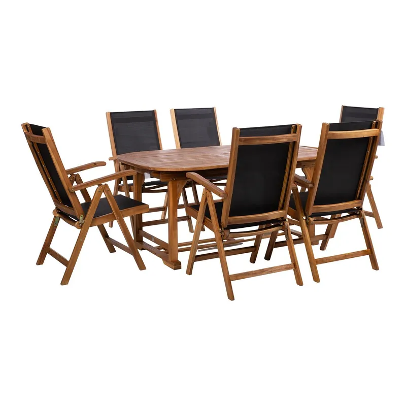 Trädgårdsmöbelset Fabiola bord och 6 stolar - Brun - Utemöbler - Utegrupp - Matgrupp utomhus