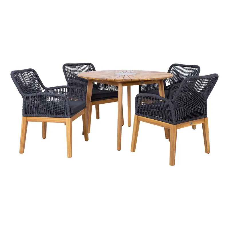 Trädgårdsmöbelset Florida bord och 4 stolar - Grå - Utemöbler - Utegrupp - Matgrupp utomhus