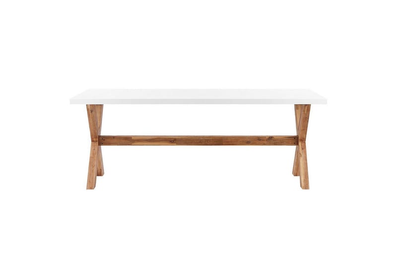 Trädgårdsmöbelset Olbia 6-sits Vit/beige/ljust trä - Vit/beige/ljust trä - Utemöbler - Utegrupp - Matgrupp utomhus