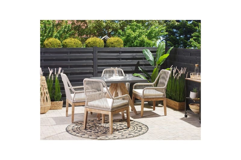 Trädgårdsmöbelset Olbia med fyrkantigt betongbord - Utemöbler - Utegrupp - Matgrupp utomhus