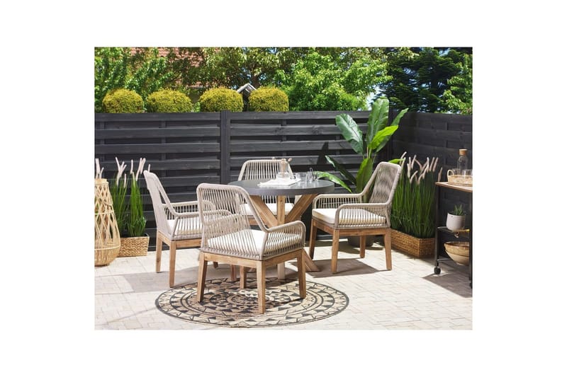 Trädgårdsmöbelset Olbia med runt betongbord - Utemöbler - Utegrupp - Matgrupp utomhus