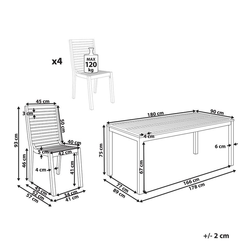 Trädgårdsmatgrupp 4-sits Ombriano - Utemöbler - Utegrupp - Matgrupp utomhus