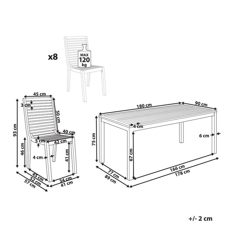 Trädgårdsmatgrupp 8-sits Ombriano - Utemöbler - Utegrupp - Matgrupp utomhus