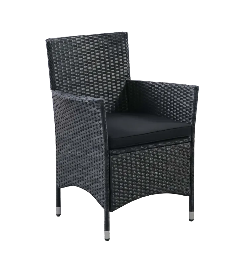 Trädgårdsmatgrupp 8 stolar – Svart bord med glasskiva | Lysekil - Utemöbler - Utegrupp - Matgrupp utomhus