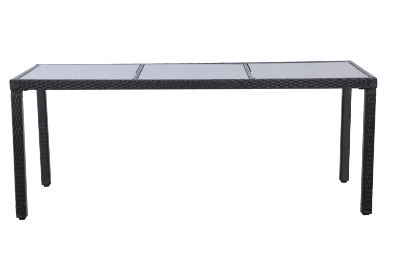 Trädgårdsmatgrupp 8 stolar – Svart bord med glasskiva | Lysekil - Utemöbler - Utegrupp - Matgrupp utomhus