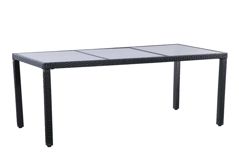 Trädgårdsmatgrupp 8 stolar – Svart bord med glasskiva | Lysekil - Utemöbler - Utegrupp - Matgrupp utomhus