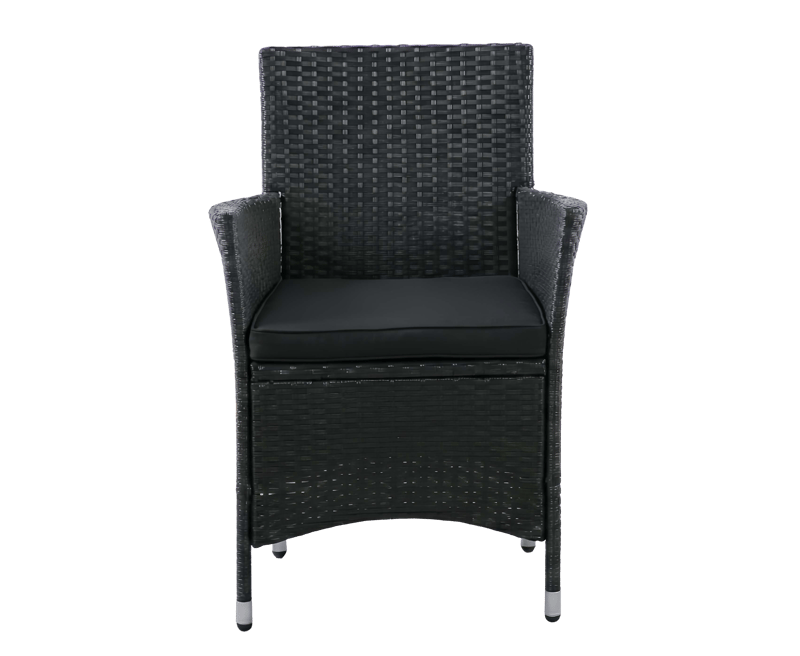 Trädgårdsmatgrupp 8 stolar – Svart bord med glasskiva | Lysekil - Utemöbler - Utegrupp - Matgrupp utomhus