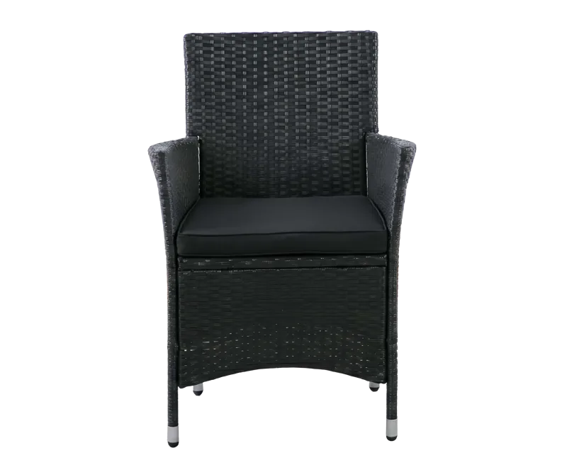 Trädgårdsmatgrupp 8 stolar – Svart bord med glasskiva | Lysekil - Utemöbler - Utegrupp - Matgrupp utomhus