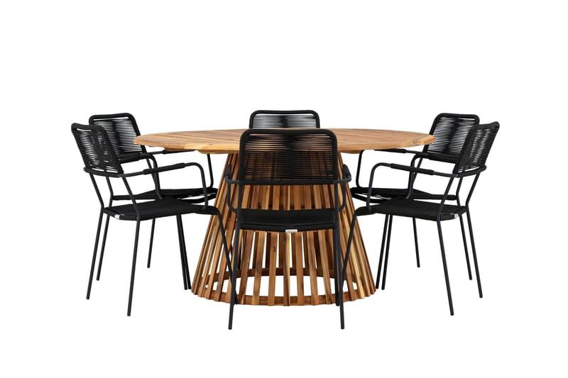 Tucumán Matgrupp Utomhus + 6 Utestolar - Natur - Utemöbler - Utegrupp - Matgrupp utomhus