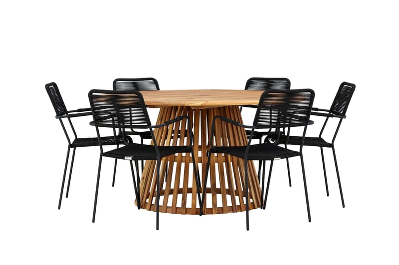 Tucumán Matgrupp Utomhus + 6 Utestolar - Natur - Utemöbler - Utegrupp - Matgrupp utomhus