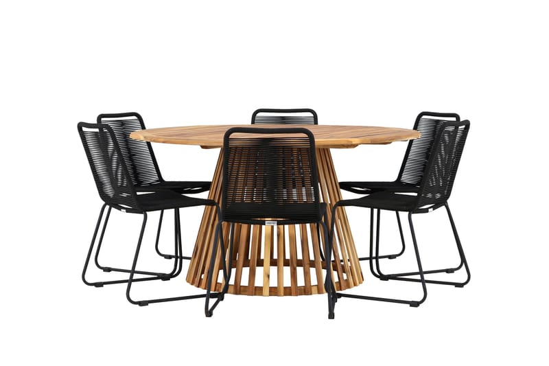 Tucumán Matgrupp Utomhus + 6 Utestolar - Natur - Utemöbler - Utegrupp - Matgrupp utomhus