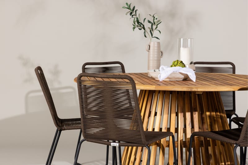 Tucumán Matgrupp Utomhus + 6 Utestolar - Natur - Utemöbler - Utegrupp - Matgrupp utomhus